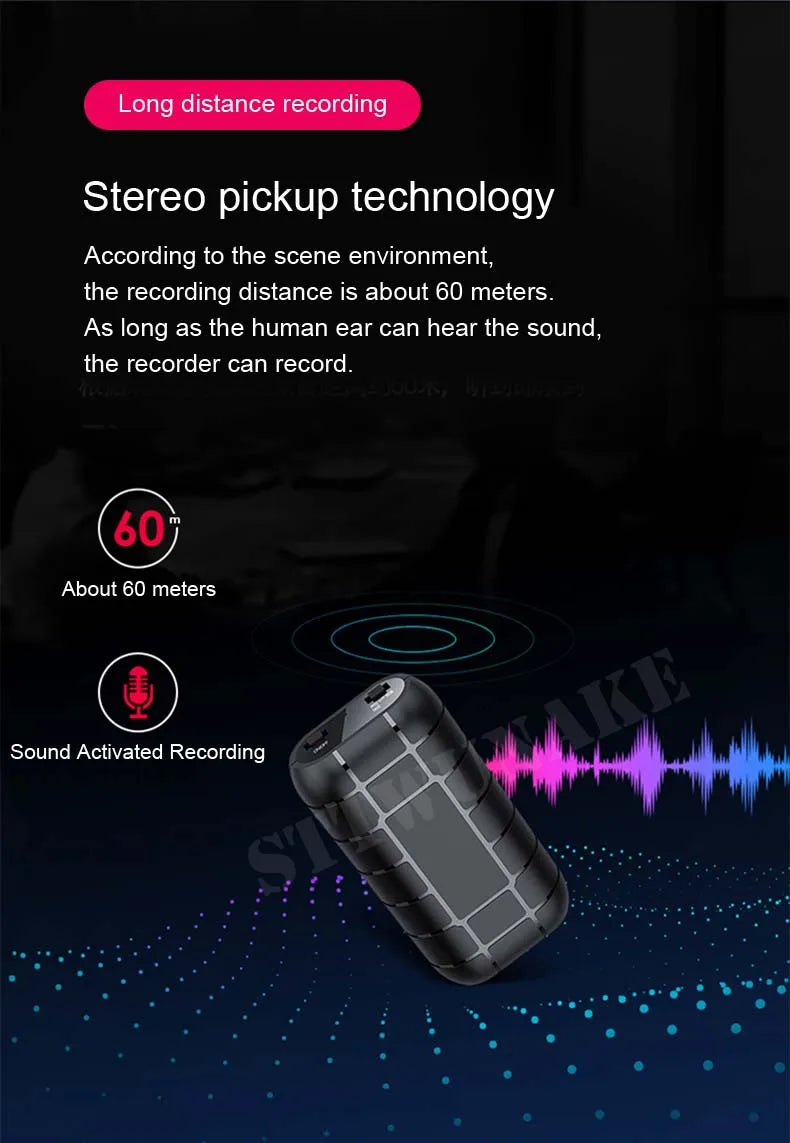 Mini Voice Activated Recorder – 500 Hours Digital Recording Device, Professional Sound Dictaphone, Portable & Compact Audio Micro Recorder