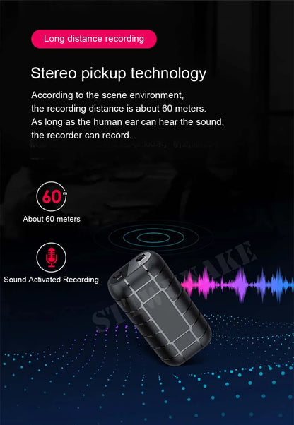 Mini Voice Activated Recorder – 500 Hours Digital Recording Device, Professional Sound Dictaphone, Portable & Compact Audio Micro Recorder