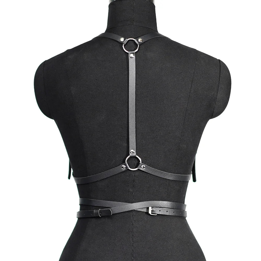 Fashion Leather Body Harness Belt – Gothic Corset Lingerie & Fetish Suspenders for Women