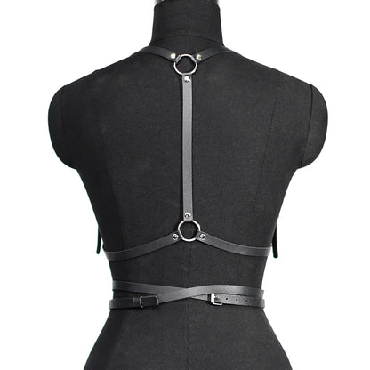 Fashion Leather Body Harness Belt – Gothic Corset Lingerie & Fetish Suspenders for Women