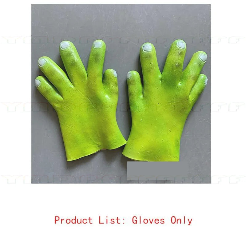 Shrek Green Monster Costume Set - Latex Mask, Headset & Gloves for Halloween Parties & Cosplay