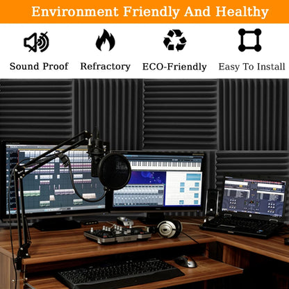 TOUO Acoustic Foam Panels - Sound Absorbing Wall Tiles for Studio Recording, Home Theater & Noise Reduction Treatment