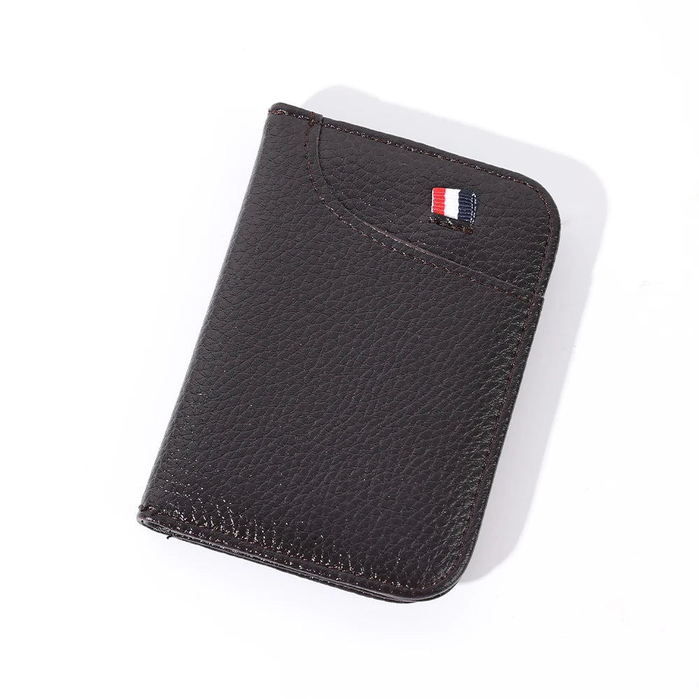 Slim PU Leather Card Wallet - Portable Mini Credit Card Holder for Men with Thin Compact Pocket Design