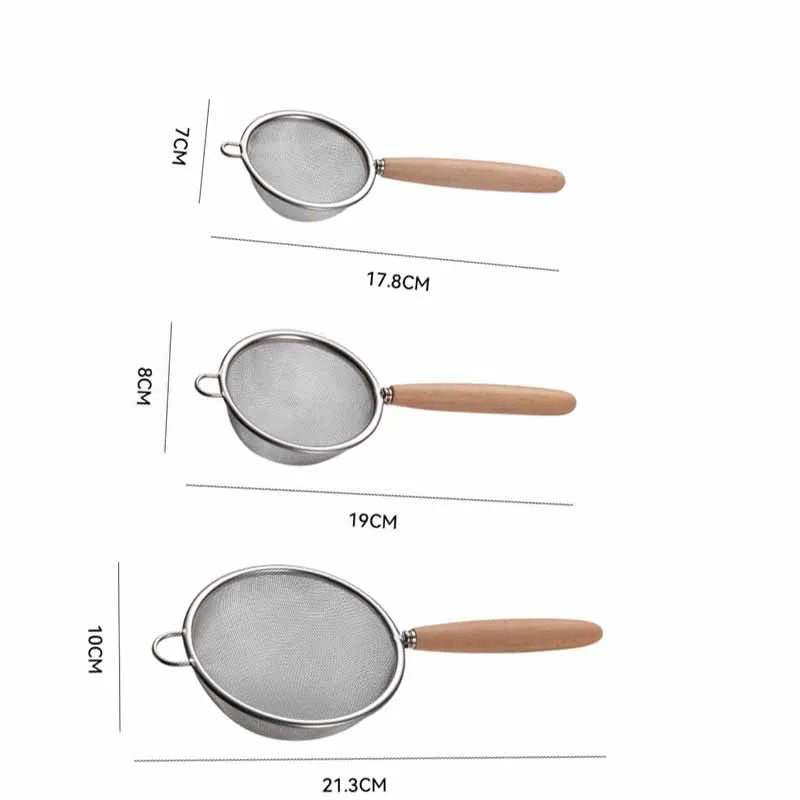 1–3pcs Stainless Steel Kitchen Flour & Juice Sieve – Handheld Mesh Strainer for Baking, Soy Milk & Oil