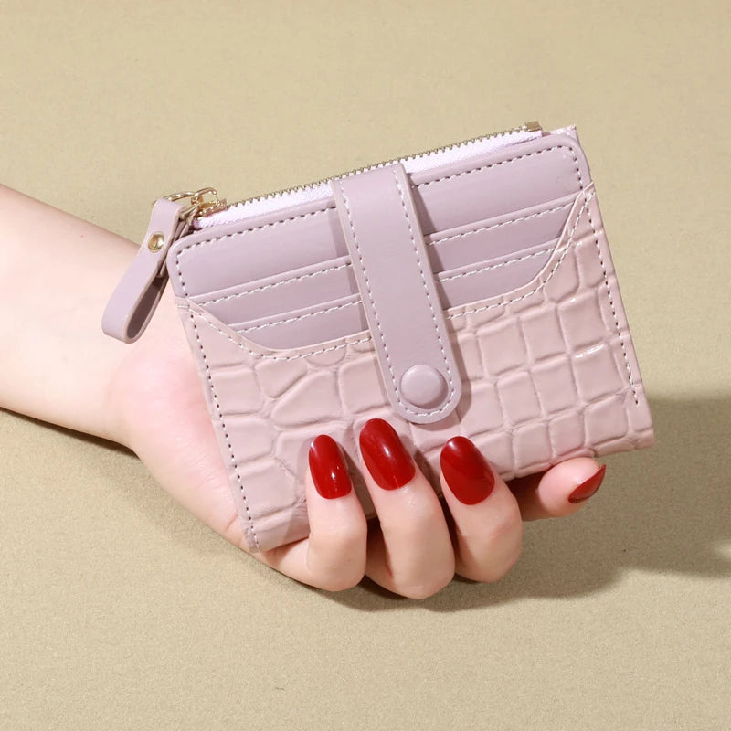 Elegant Women’s Multi-Card Wallet – Casual PU Leather Double Zip Clutch with Crocodile Texture and Stylish Storage