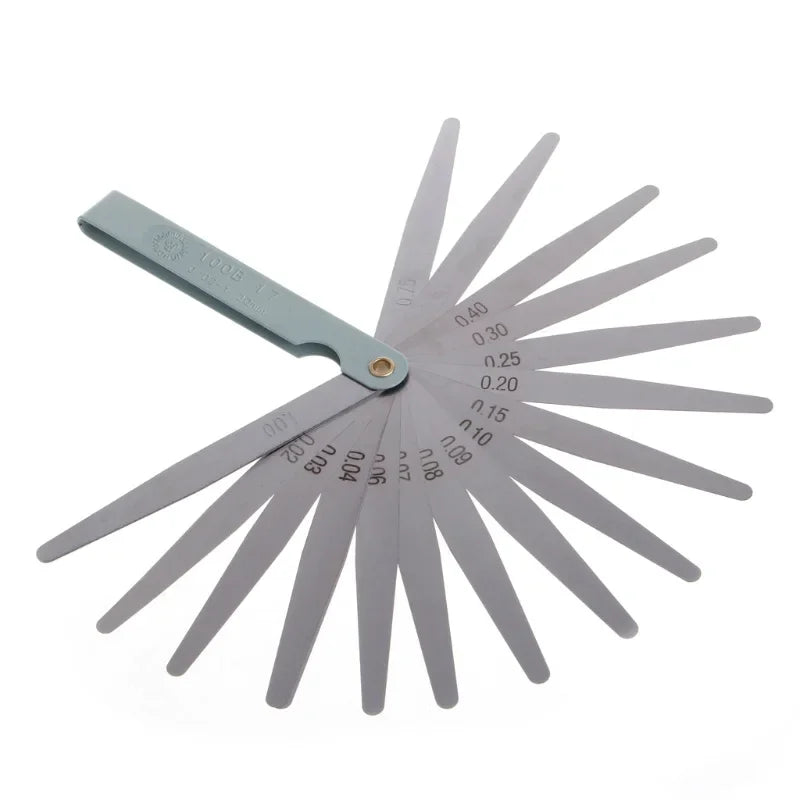 Feeler Gauge 17 Blades Metric 0.02-1.00mm — Precision Gap Measurement Tool for Engine Valve Adjustment