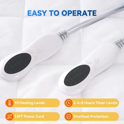 Electric Heating Mattress Cover — Dual Control, Soft Fabric, Adjustable Temperature, Queen Size Bed Warmer