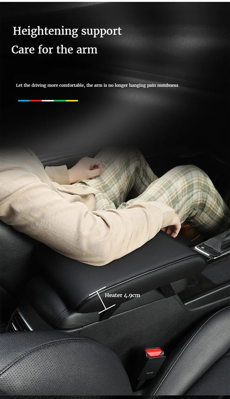 PU Leather Car Armrest Pad – Universal Heightened Center Console Cushion, Comfortable Armrest Cover (31cm x 20cm x 4.5cm)