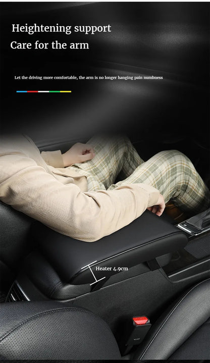 PU Leather Car Armrest Pad – Universal Heightened Center Console Cushion, Comfortable Armrest Cover (31cm x 20cm x 4.5cm)