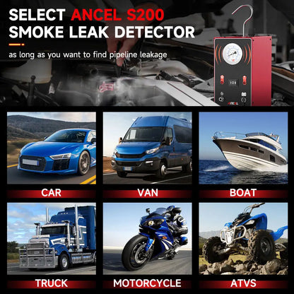 ANCEL S200 EVAP Smoke Leak Detector — Car & Motorcycle Diagnostic Smoke Machine for Vacuum, Oil & Fuel Pipe Leak Detection
