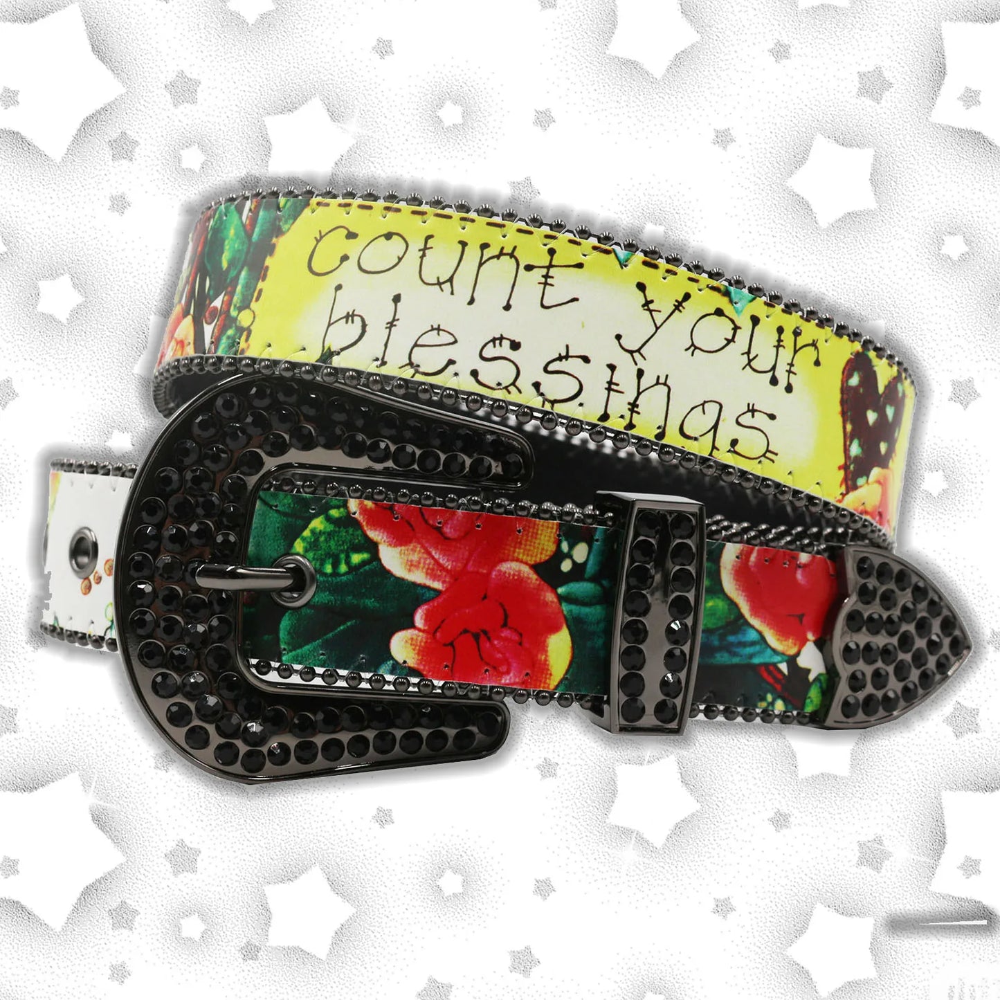Nice Brand Three Skull Rhinestone Belt – Western Punk Hip-Hop Style for Men & Women