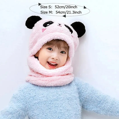 Fashionable Autumn & Winter Children's Cartoon Hat & Scarf Set - Double Layer Wool Warm Hat for Boys & Girls