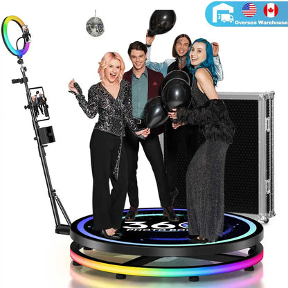 360° Rotating Photo Booth Machine – Portable Automatic Selfie Booth with App Control for Parties & Events