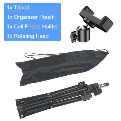 160cm Live Broadcast Tripod – Metal Camera Stand with Selfie Light, Phone Holder & Thermometer for Anchors