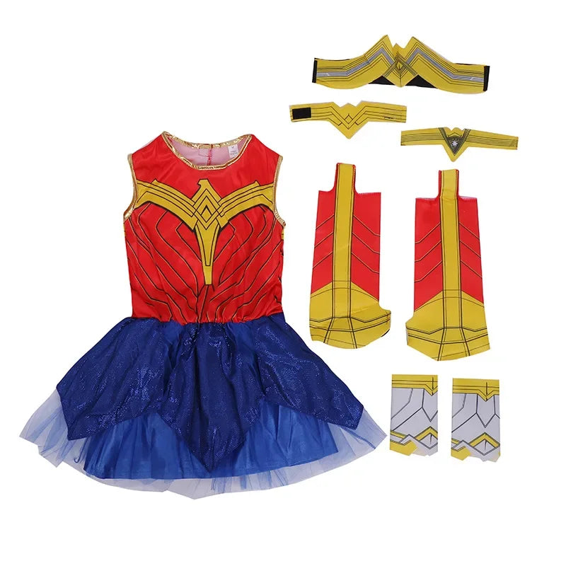 Deluxe Wonder Woman Anime Costume for Girls – Dawn of Justice Superhero Halloween Fancy Dress Cosplay