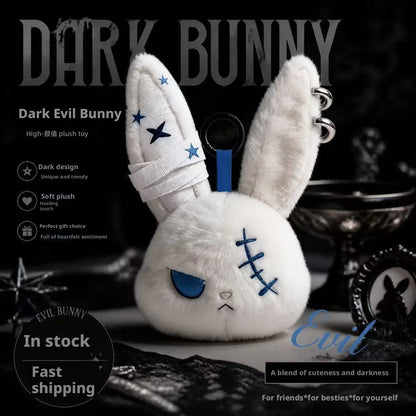 Gothic Bunny Plush Keychain - Kawaii Rabbit Bag Charm Bandage Design Pendant Car Ornament Gift