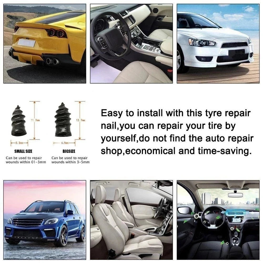 Vacuum Car Tire Repair Kit – Rubber Nails & Screws for Tubeless Tires, Motorcycle & Truck Repair Tools