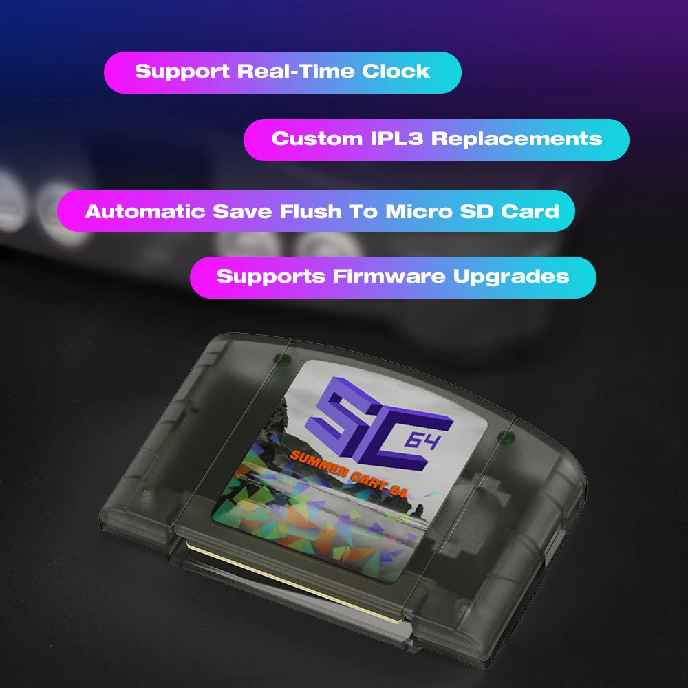 EPICJO SummerCart 64 Open Source N64 Game Card – 700+ Games & 64DD Compatibility, Includes Free 16GB SD Card for Nintendo 64
