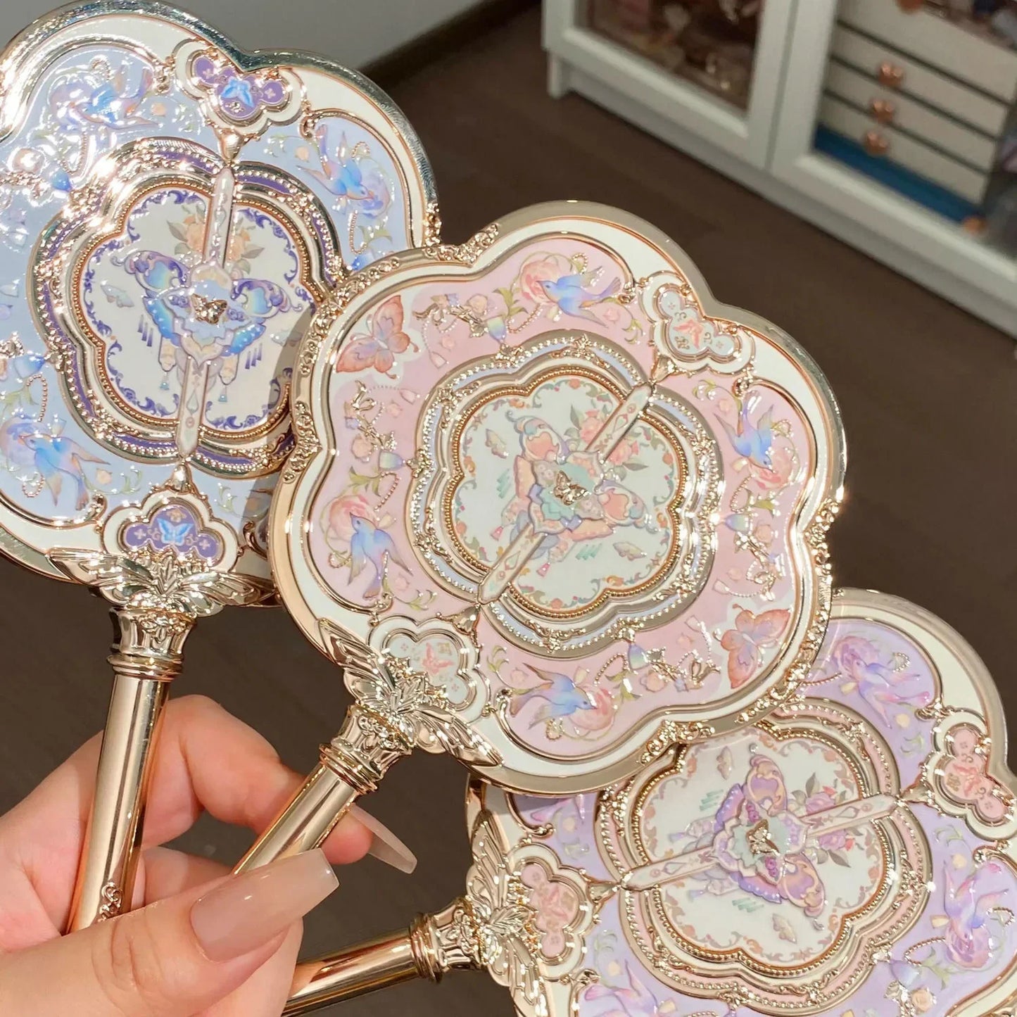 Flower Knows Butterfly Cloud Collar Makeup Mirror – Compact Handheld Mirror