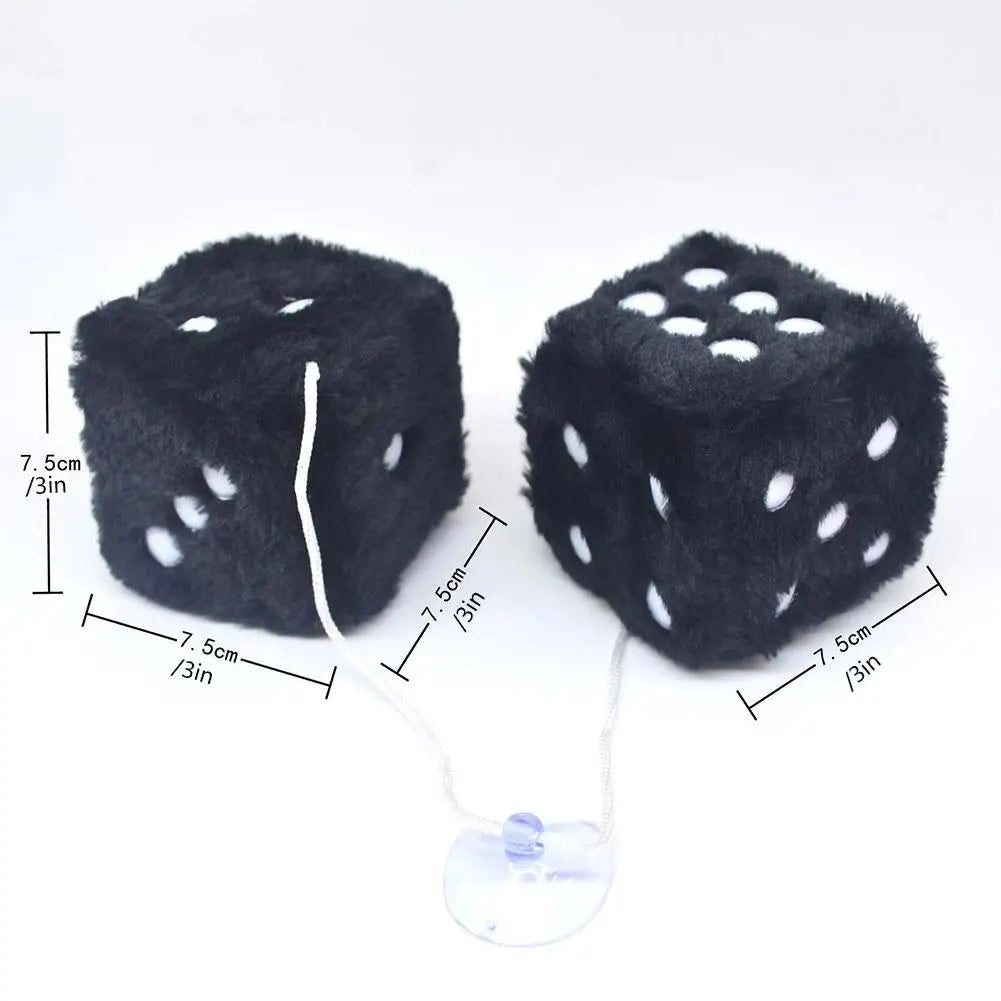 Long Hair Hot Stamping Dot Dice Plush Toy Cube – Anime Car Ornament & Decoration Pendant Accessory