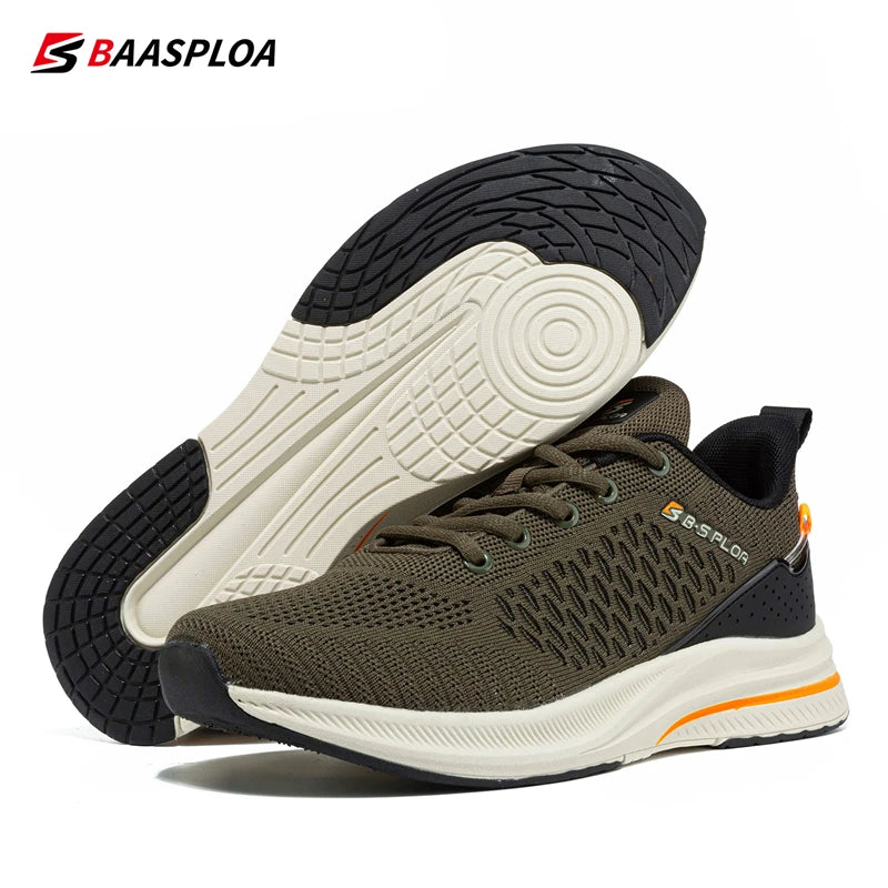 Baasploa Men’s Sport Shoes – Breathable Mesh Running & Casual Sneakers, Non-Slip Comfortable Outdoor Walking Shoes