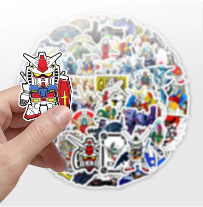 GUNDAM Anime Stickers - 10/50-Piece Cartoon Decal Pack for Laptops, Motorcycles, Skateboards, Suitcases and Gifts