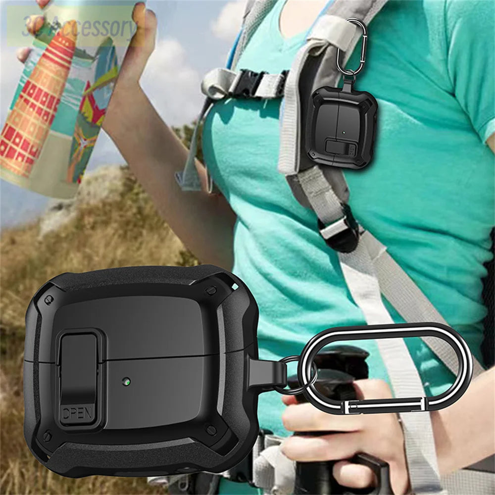 Military-Grade Shockproof Case for Samsung Galaxy Buds 3/3 Pro – Secure Lock Protective Cover for Men