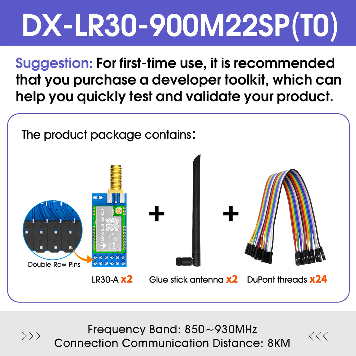 SX1262 LoRa Wireless Module - DX-LR30 22dBm Long-Range RF Module 433/475/868/915MHz