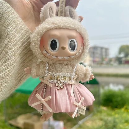 17cm Mini Plush Doll Clothes Set – Kpop EXO Labubu Idol Doll Shark Onesie & Accessories, DIY Girl Gift