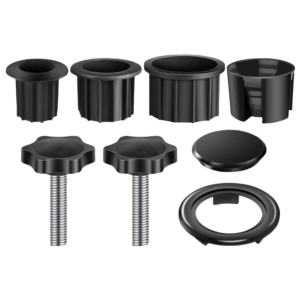 Umbrella Base Bracket Accessories Kit – Plastic Pipe Sleeve, M8 Threaded Bolt, Star Handle Clamping Screws for Sun Umbrella Fixing
