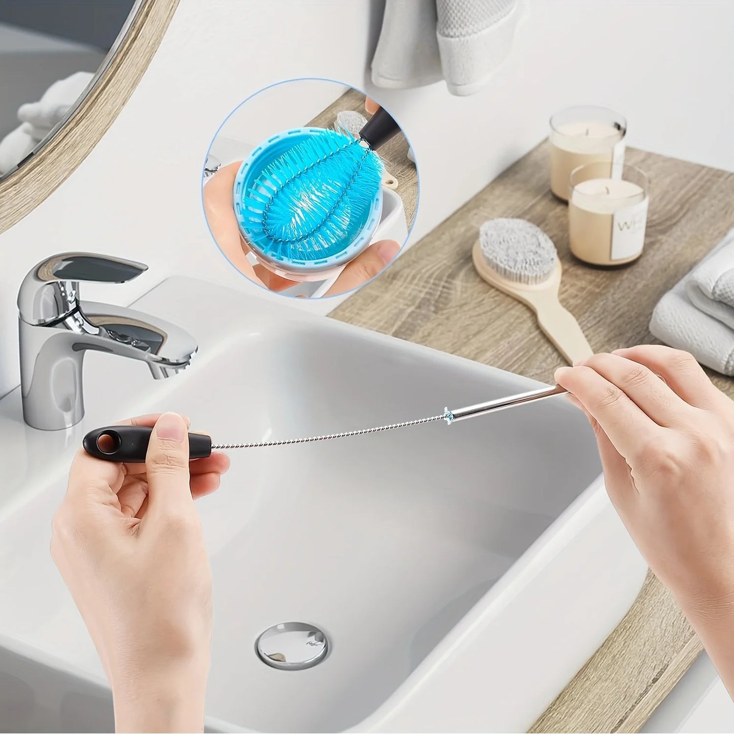 3-in-1 Stainless Steel Bottle Brush Set - Long Handle Water Bottle Cleaner & Kitchen Scrubbing Tool