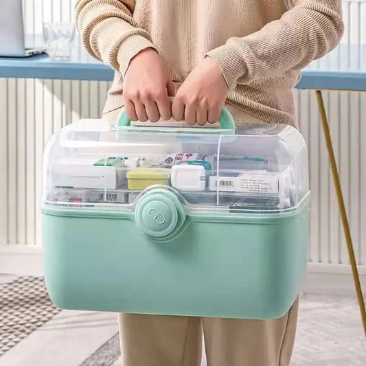 Large Capacity Family Medicine Organizer Box – Portable Plastic First Aid Kit & Home Medicine Storage Organizer