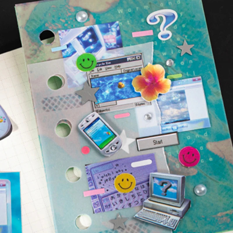 Mr.Paper Y2K Retro Glitter Sticker Book - 20-Sheet Aesthetic Stickers for Journaling, Scrapbooking & DIY Decor