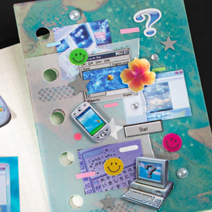 Mr.Paper Y2K Retro Glitter Sticker Book - 20-Sheet Aesthetic Stickers for Journaling, Scrapbooking & DIY Decor
