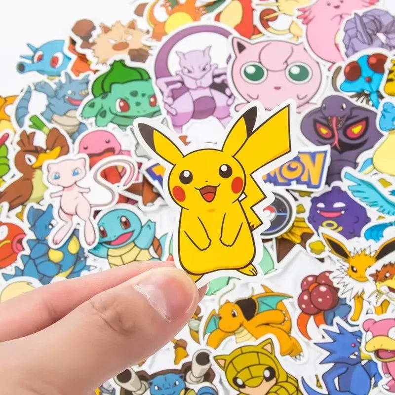 Pokemon Pikachu Kawaii Stickers – Waterproof Cartoon Decals for Laptops, Cars, Skateboards, Phones & Luggage (100/200/300 Pcs)
