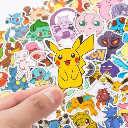 Pokemon Pikachu Kawaii Stickers – Waterproof Cartoon Decals for Laptops, Cars, Skateboards, Phones & Luggage (100/200/300 Pcs)