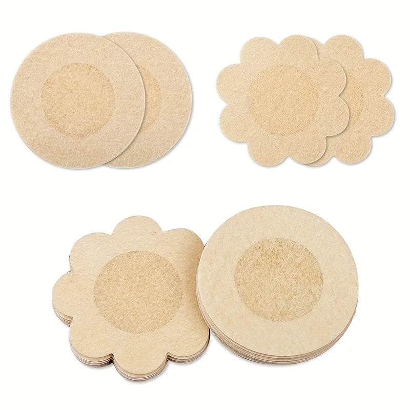 100-Pack Disposable Nipple Stickers: Invisible Non-Woven Chest Patch for Bra-less Support - Breast Pad Pasties Nipple Cover Stickers