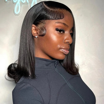 Raw Vietnamese Human Hair Lace Front Wig – 13x6 Bob, Straight Natural Black, 250% Density, 100% Human Hair
