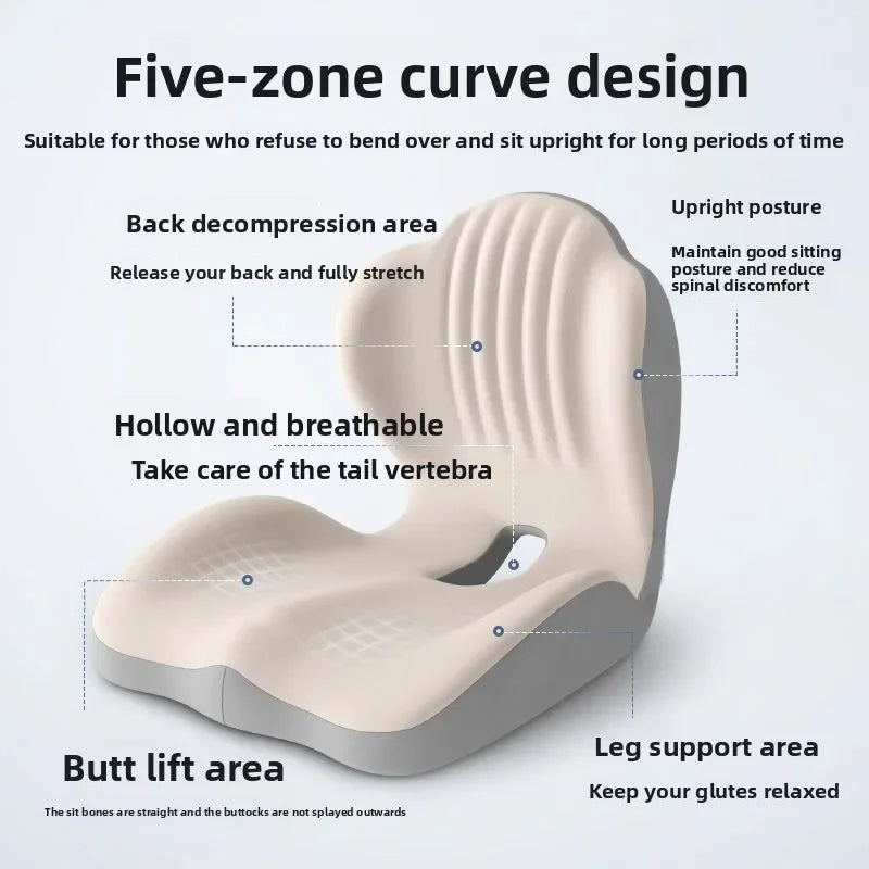 Ergonomic Memory Foam Seat Cushion – Office & Car Chair Pad with Lumbar Back Support for Stress Relief