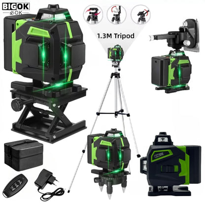 16-Line Green Laser Level — Professional Self-Leveling 360° Tripod Laser Nivel Autonivelant