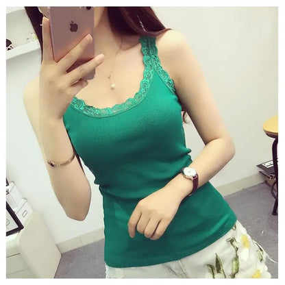 Women's Lace Tank Top - Sleeveless Summer Vest Top for Women, Stylish Casual Innerwear in White & Black