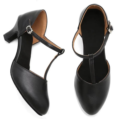 Women’s T-Strap Latin Dance Shoes – Non-Slip Ballroom & Tango Shoes with Soft Insole and Comfortable Lining