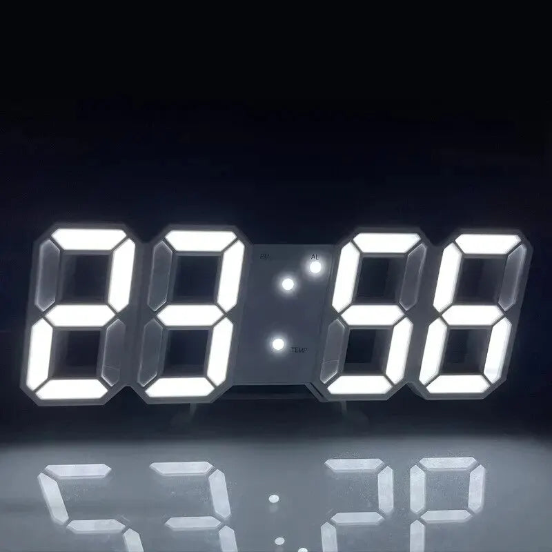 3D LED Digital Wall Clock – Luminous Multifunctional USB Plug-In Electronic Clock for Home Decoration