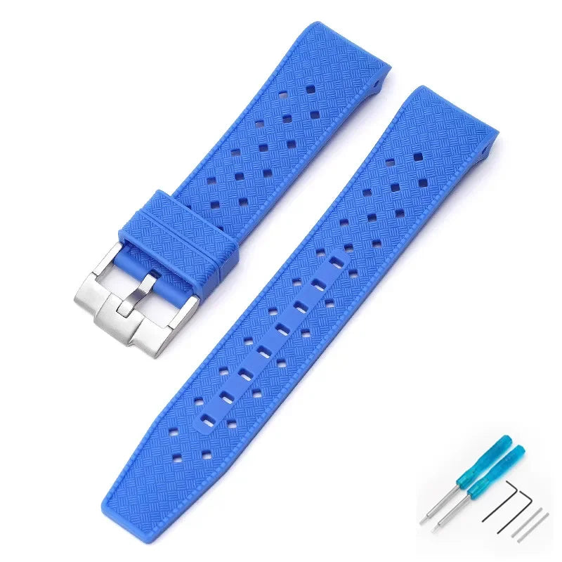 Curved End Strap for Swatch X Blancpain Fifty Fathoms – 22mm Waterproof Liquid Silicone Watch Band for Men & Women