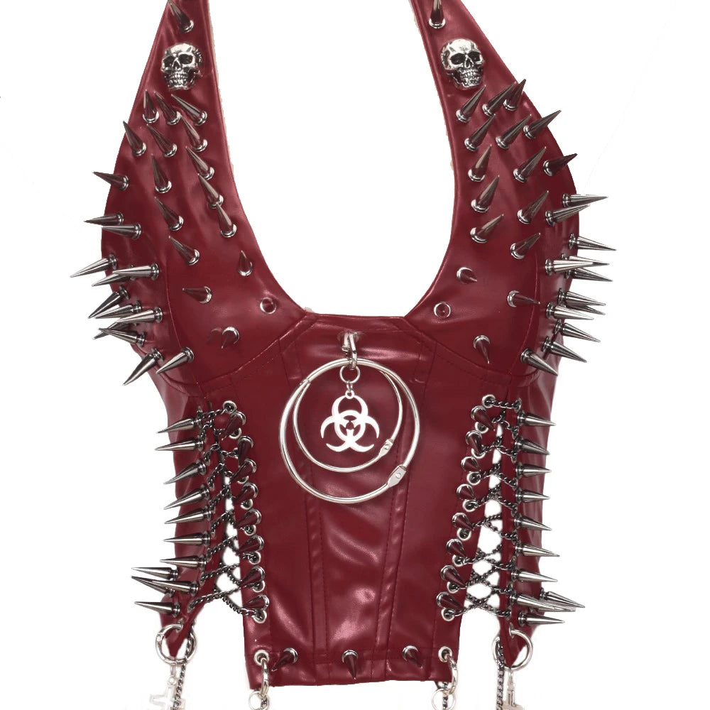Y2K Gothic Spiked Tank Top - Punk Rock Emo Grunge Festival Style for Women