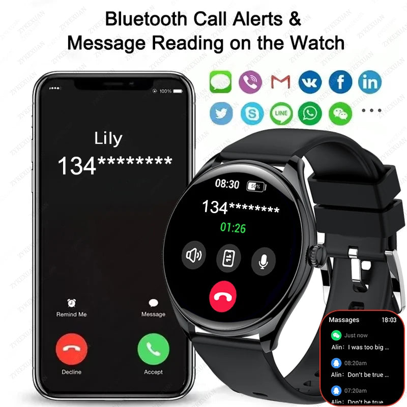 Ultra-Thin AMOLED Smartwatch for Men - 3D Display, Fitness Tracking, Heart Rate, Bluetooth Calls & Waterproof Design