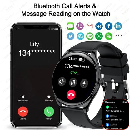 Ultra-Thin AMOLED Smartwatch for Men - 3D Display, Fitness Tracking, Heart Rate, Bluetooth Calls & Waterproof Design