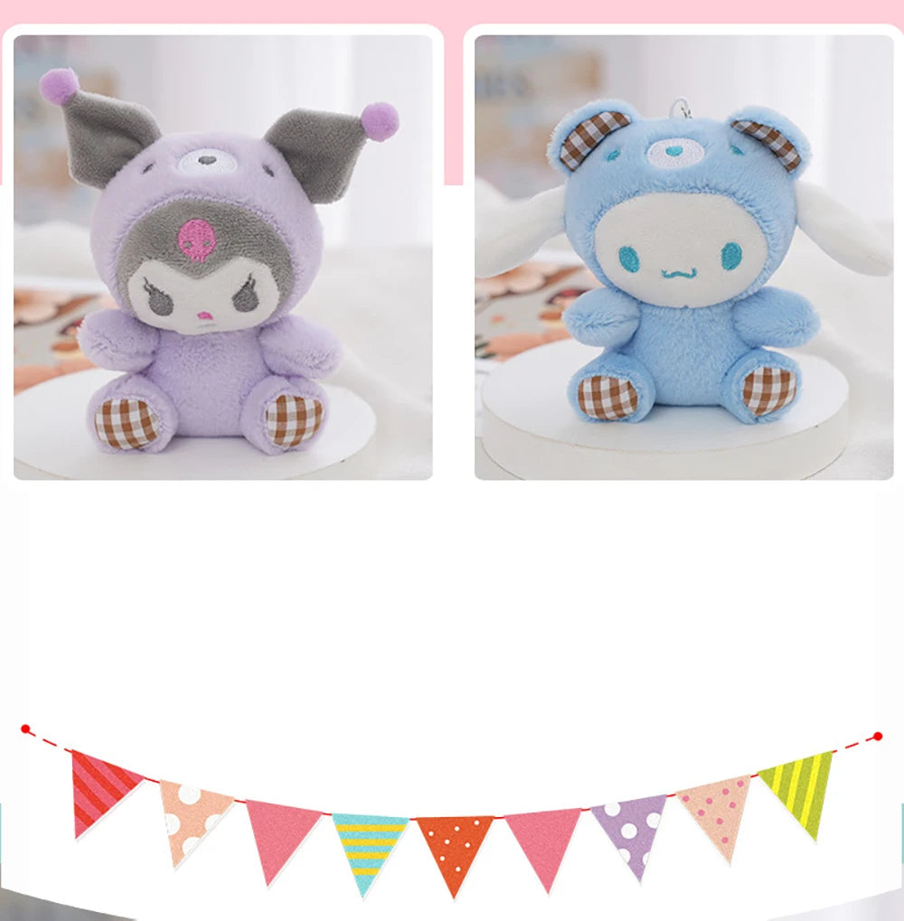 Sanrio Kawaii Plush Keychain — Hello Kitty, My Melody, Kuromi & Cinnamoroll Stuffed Cartoon Doll Pendant for Backpack Decoration
