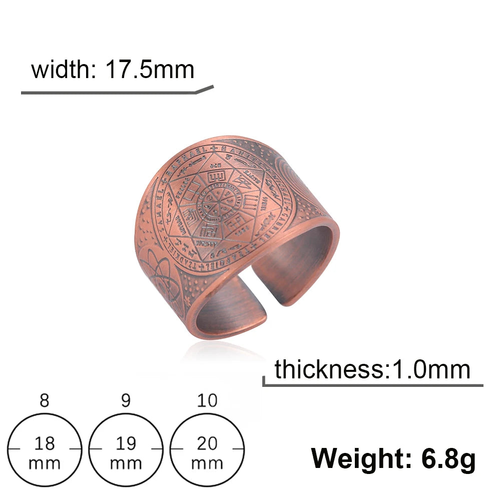 Dawapara 7 Archangels Protection Ring – Metatron Cube, Lilith Symbol, King Solomon Secrets Vintage Amulet Jewelry