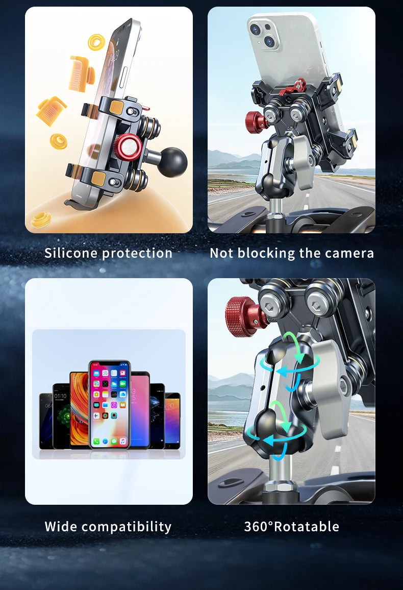 New Universal Motorcycle Phone Holder – High-Quality Alloy Shockproof Navigation Mount